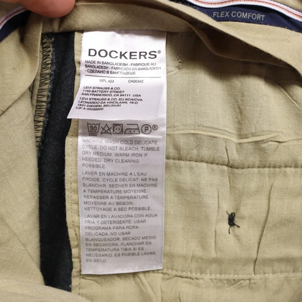 Dockers Pants Mens 30x32 Slim Fit Signature Khaki Flex‎ Comfort Flat Front Gray